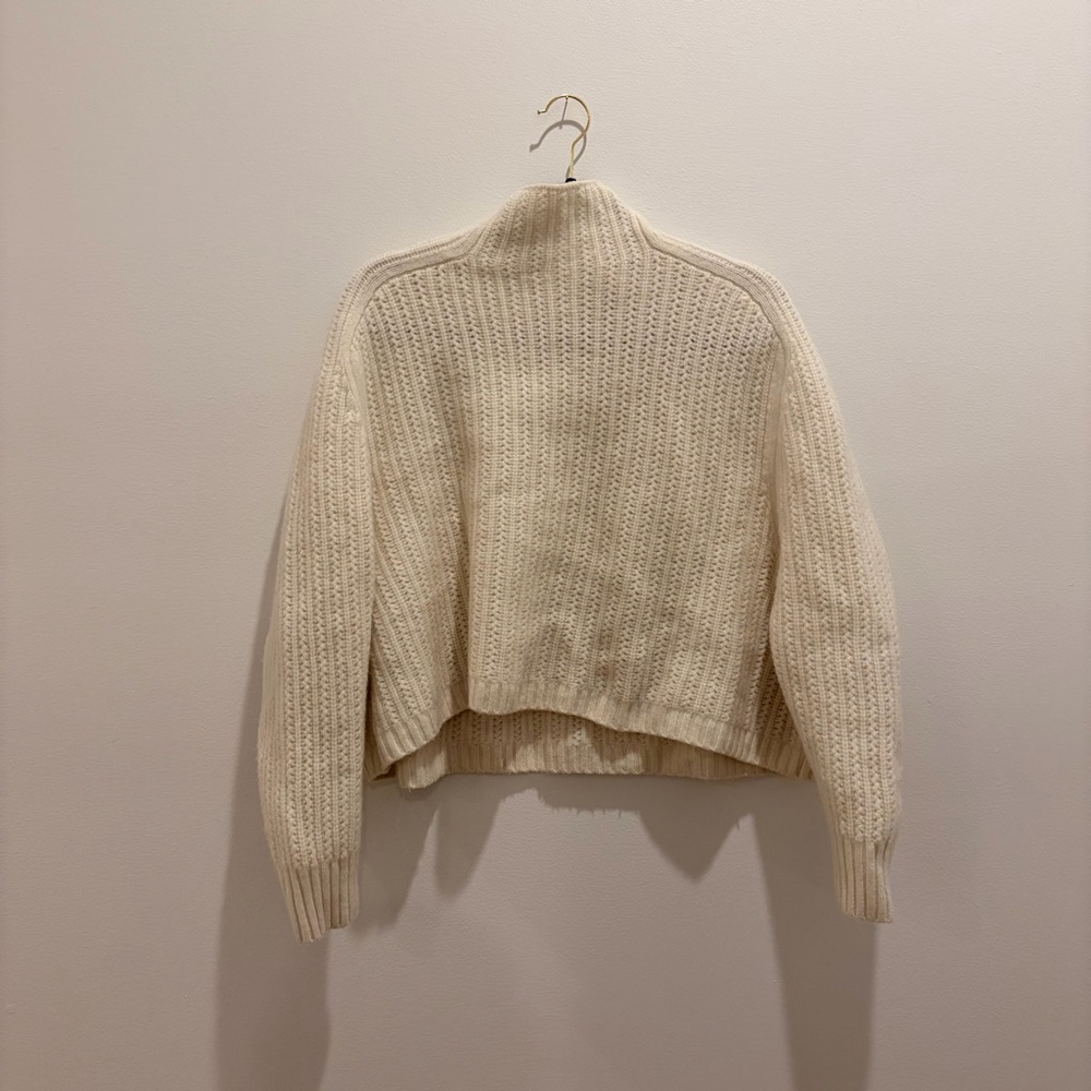 Madewell 100% Merino Wool Cream Mock-neck Cropped Sweater Size XL